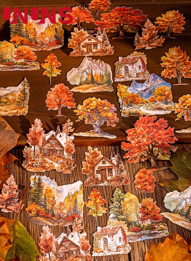 UNUNS Stickers Set,45pcs No Repeat Fall Stickers Hard Card Sticker Pack,Three Different Themes of Autumn, Forest, and Farm DIY Landscape Stickers for Journal Water Bottles Computer Phone - Image 5